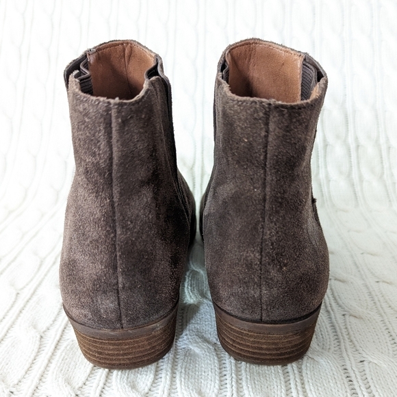 Lucky‎ Brand Benissa Leather Ankle Boots 7.5 Brown Suede Classic Bootie - Picture 7 of 13